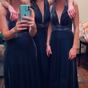 Revelry Dylan Dusty Blue Velvet Bridesmaid Dress
